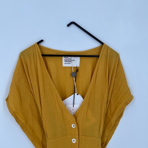 Leon & Harper Rhina Tie Belted Front Button Mini Dress In Yellow - Picture 1 of 6